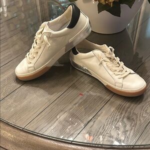 Cream and Black Lace-Up Sneakers